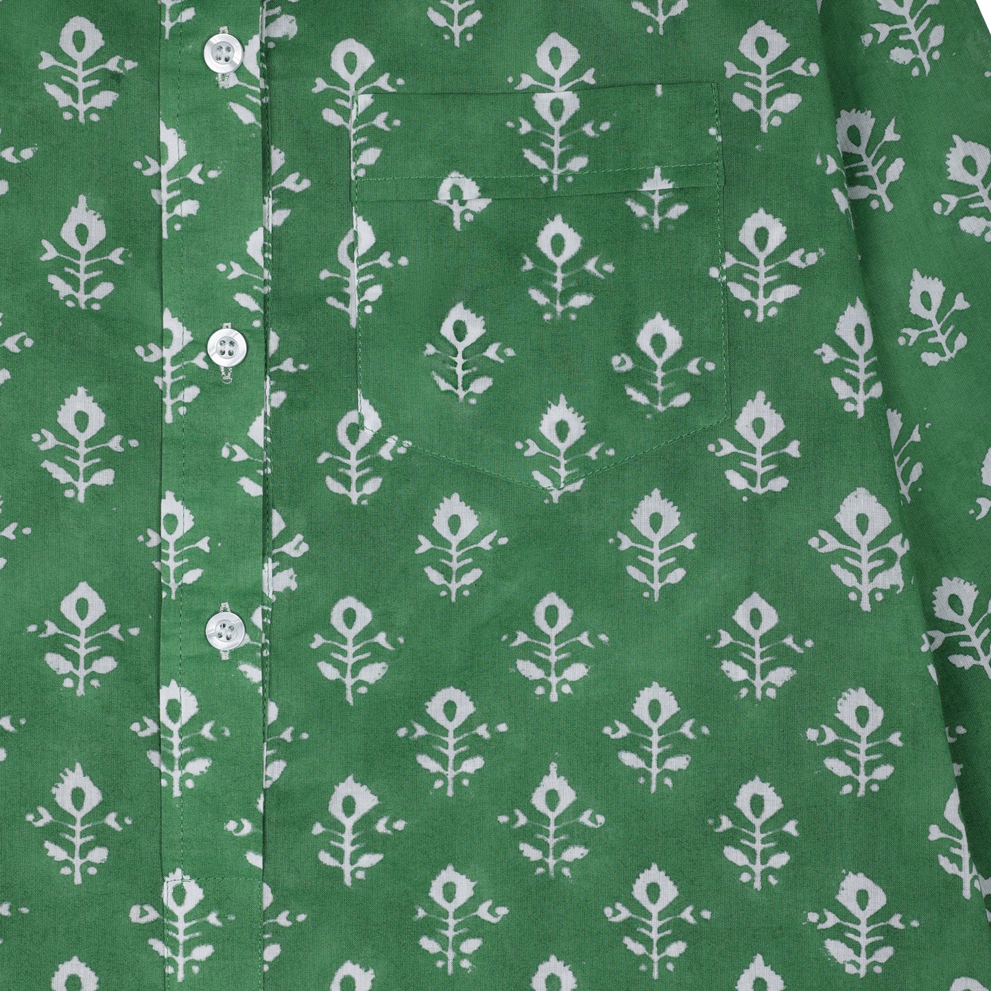 Green Keya Block Printed Beach Shirt Dress