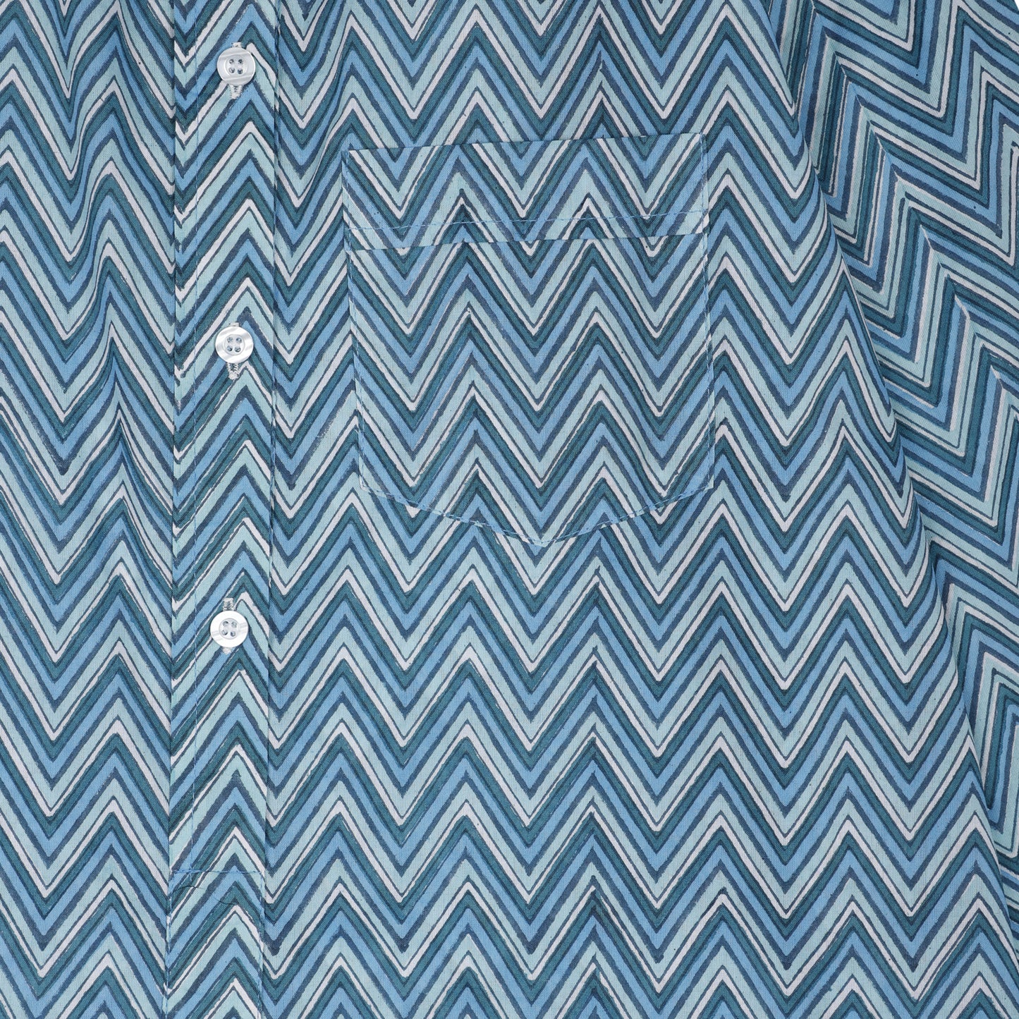 Blue Hand Block Printed Beach Shirt Dress