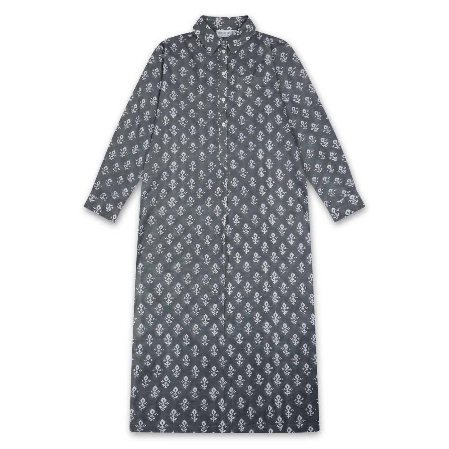 Grey Keya Block Printed Beach Shirt Dress