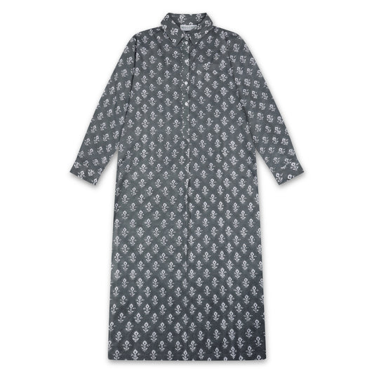 Grey Keya Block Printed Beach Shirt Dress