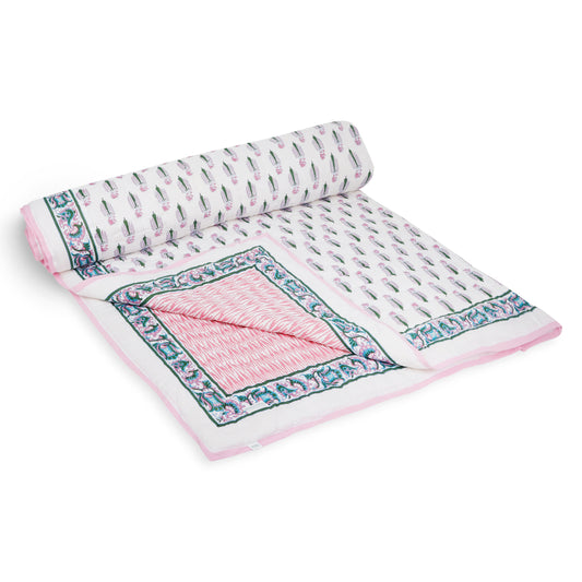 Pink Wisteria King Sized Quilted Blanket