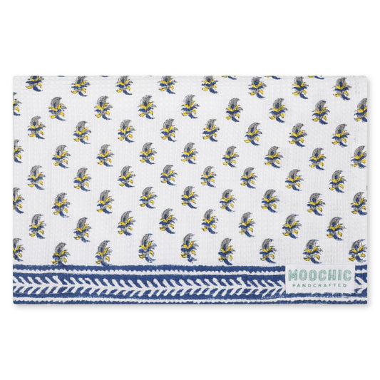 Blue and Grey Small Flower Tea Towel