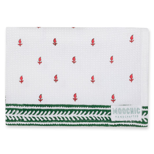 Pink and Green Booti Tea Towel